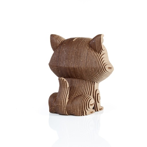 Eco Wood Art (EWA) 3D Houten Bouwset Spaarpot Kat/Cat, 3793, 13,6x12,7x14,1cm