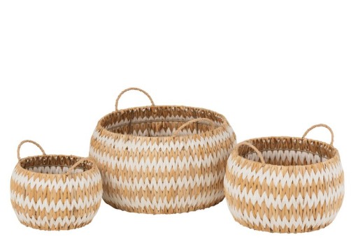 J-Line set of 3 baskets Lys - grass - natural/white