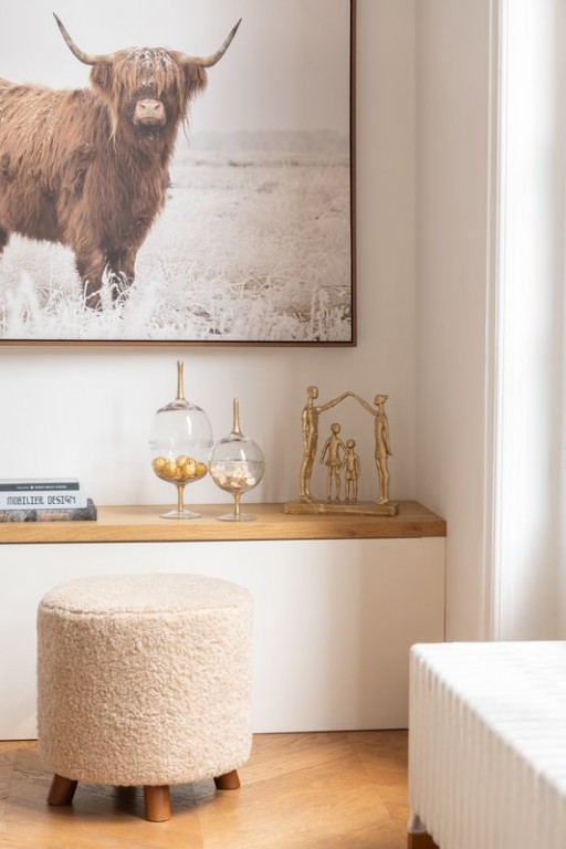 J-Line Wall Decoration Yak Landscape Wood/Polyresin White/Brown