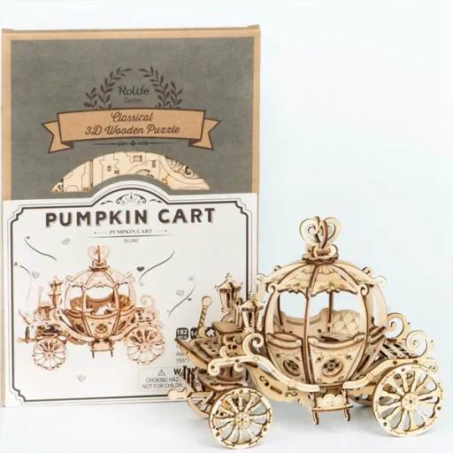 Robotime, 3D Houten Puzzel Pumpkin Cart, TG302, 15,5x7x11,5cm
