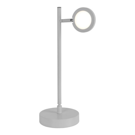 LED cordless table light "Lupa", 45 cm high, made of lacquered aluminum (white) and white plastic, LED integrated, dimmable, touch sensor.