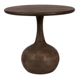 Flos Grijs Mango Houten Bijzettafel | Rond | 55x55x50 cm - Product afbeelding