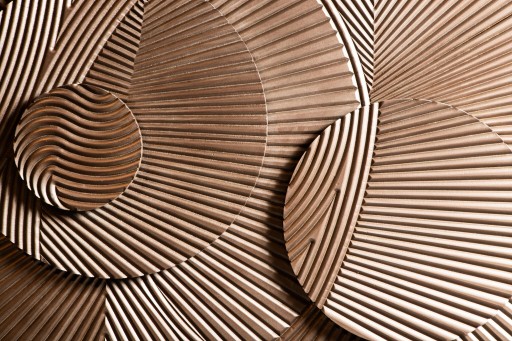 Thikra Brown Double Circles Mdf Wall Panel Carved