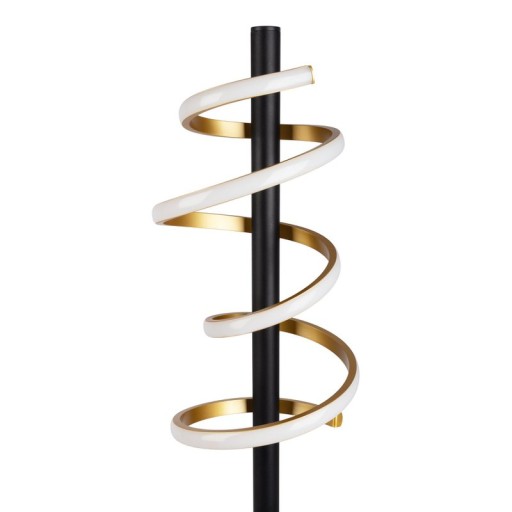 LED-Stehleuchte "BELLEZA", moderne Stehlampe aus Metall und Kunststoff in Schwarz, Gold und Weiß, mit fest verbauten LEDs, 140 hoch, Beleuchtung für Wohnzimmer, Esszimmer, Schlafzimmer oder Büro.