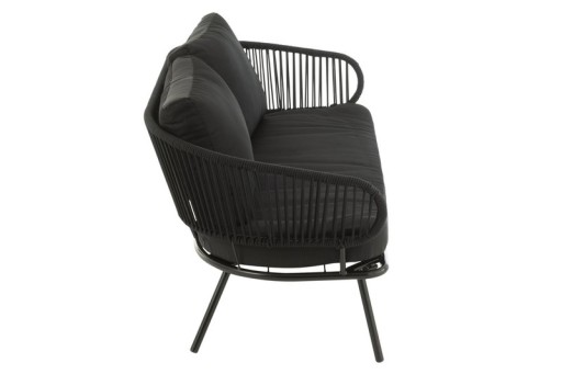 J-Line set of three chair/sofa poa metal/rattan black