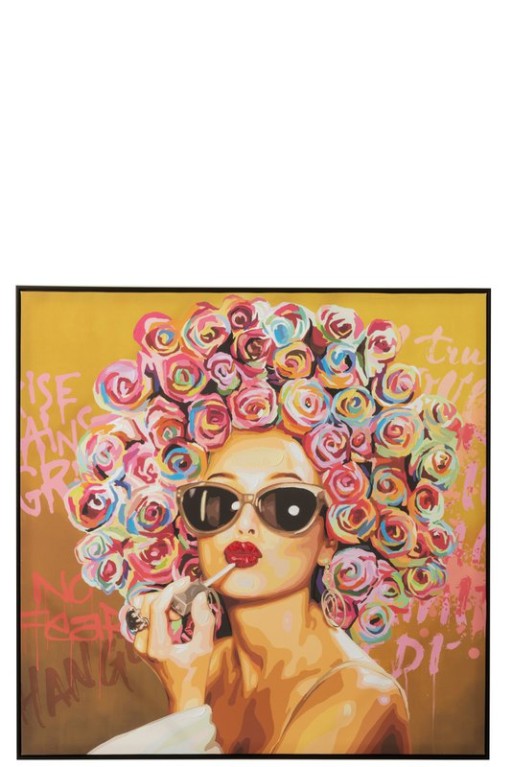 J-Line wall decoration Graffiti Woman Lipstick - canvas/paint - mix