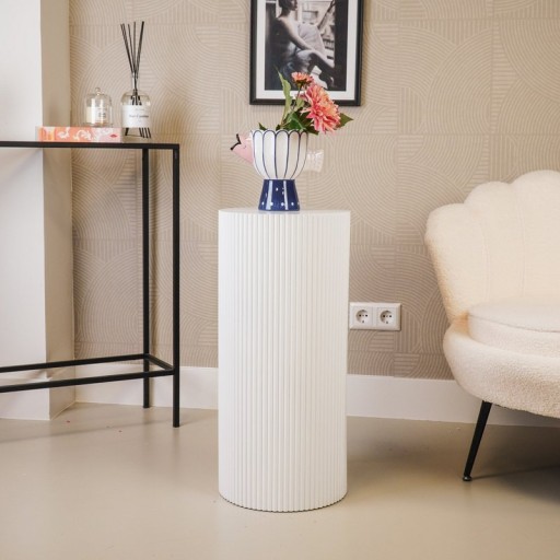 Side Table / Pillar- Cylinder - MDF - White - 30x65cm