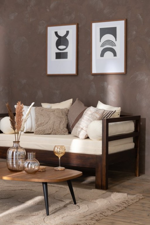 J-Line Carpet Tufted Curves/Fringes Wool Beige