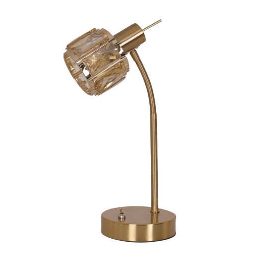 LED table lamp "Josefa", table lamp made of gold and glass in gold, with E14 socket, for dining room, living room, hallway or office, for living room, dining room or as a bedside lamp, 34.5 x 17.5 cm