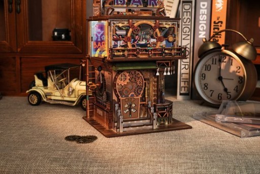 Tone-Cheer DIY 3D Houten Puzzel Desk Bin, Punk Bar, TQ183,15x14x25cm