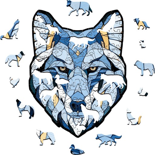 Eco Wood Art (EWA) Houten Legpuzzel Wolf, Size S, 3564, 24,6x19x0,4cm