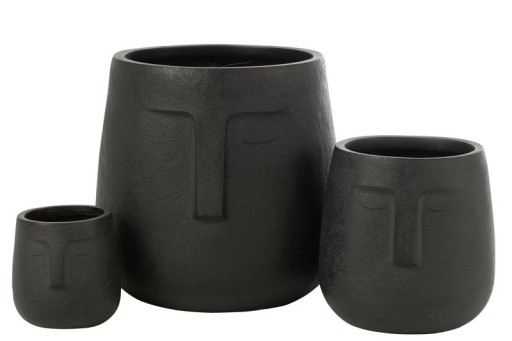 J -Line Flowerpot Misty - Ceramics - Black - 3 pieces - Ø 37 cm