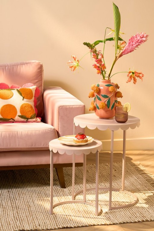 Lara side table - Set of 2 - H51 x Ø40 cm - Metal - Light pink