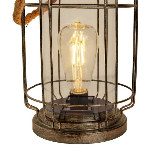 LED decorative solar light "Bruno" made of metal, glass and plastic, copper, with a firmly built-in LED, for outside