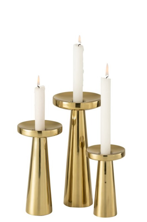 J-Line candle holders Stainless - metal - gold - 3 pieces