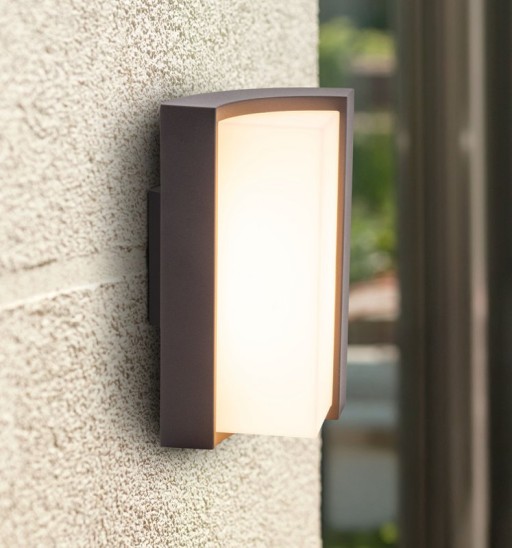 LED on the outside wall lamp "Rico" 14.8 cm high, made of metal and plastic in anthracite, with integrated LED