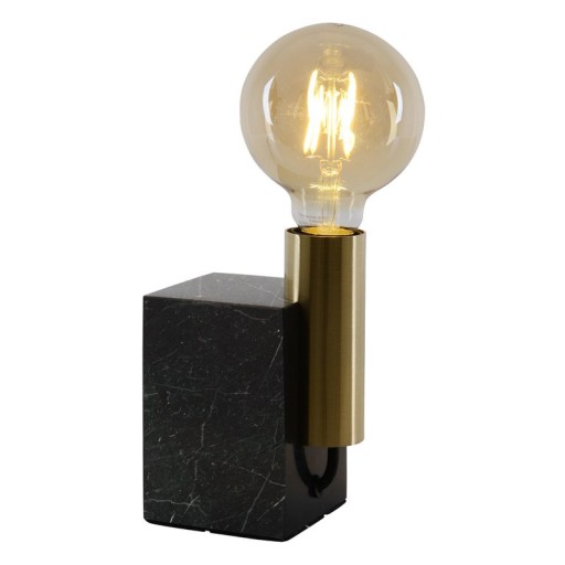 Marmortischleuchte "GEMMA" 16 cm hoch, aus Marmor und messingfarbenem Metall, E27-Fassung, Beleuchtung für Esszimmer, Wohnzimmer, Diele oder Büro