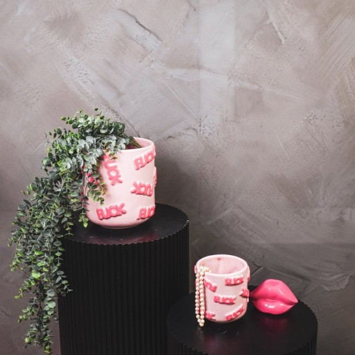 Pot - 'FUCK' - Ceramics - Pink - 17,5x17,5x17,5cm