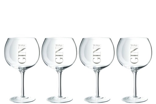 J-Line tall Gin glass - transparent/silver - gift box - set of 4x