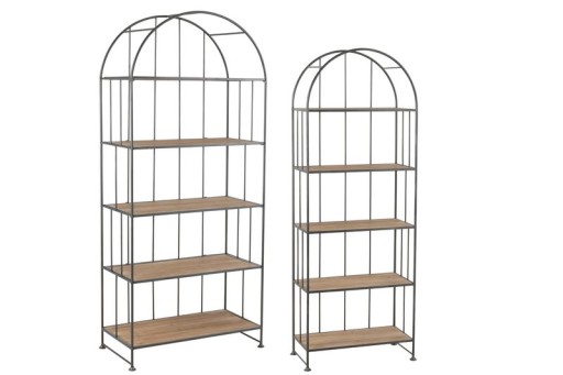 J-Line Rack Round - metal/wood - brown