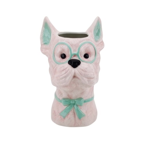 VASE -FLOWER VASE DOG - Pink/ mint - 13,5x14,5x23cm