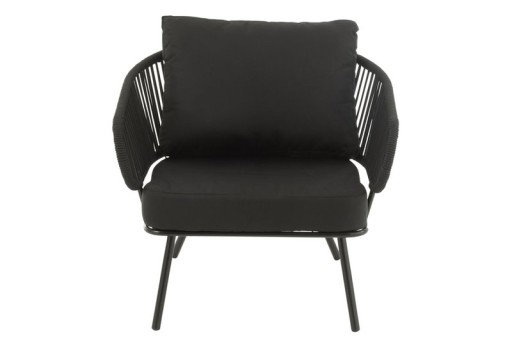 J-Line set of three chair/sofa poa metal/rattan black