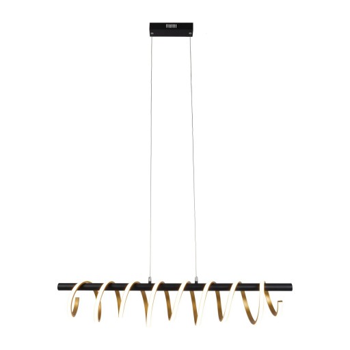 LED -hanglamp "Belleza", moderne metalen hanglamp en plastic zwart, goud en wit, met stevig ingebouwde LED's, 100 cm lang. De ideale verlichting voor woonkamer, eetkamer of keuken.