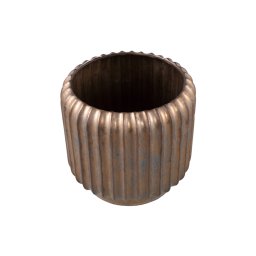 Eevie Bronze Round Ceramic Pot With Lines L