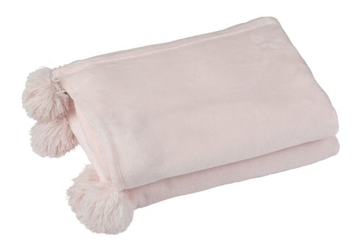 J-Line Plaid Pompom - polyester - light pink - 170 x 130 cm