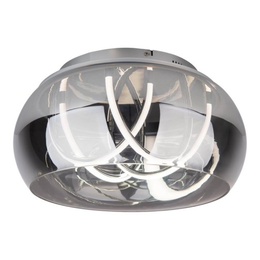 LED ceiling light "Malou" Ø 45 cm, 23.5 cm high, made of metal, smoke glass, integrated LEDs, warm white