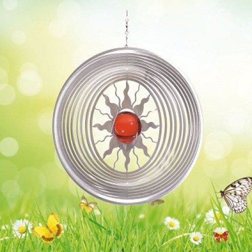 BlinQ Art Wind Spinner Sun Stainless Steel 735561 - 172 mm round - Glass ball 35 mm