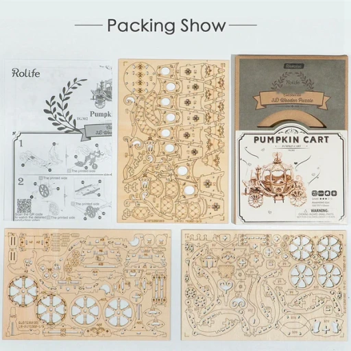 Robotime, 3D Houten Puzzel Pumpkin Cart, TG302, 15,5x7x11,5cm