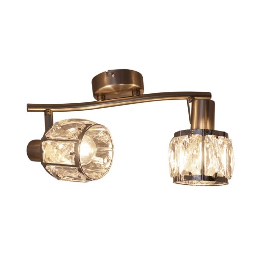 2 Series-LED spot "Josefa", metal ceiling lamp and glass in stainless steel look, with E14 version Filament Lamps included, for living room, dining room, hallway or hallway 28 x 8 cm