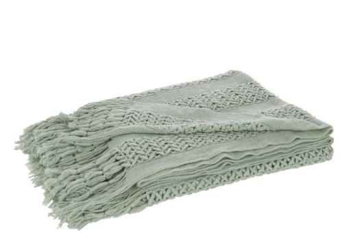 J-Line Plaid knitted - polyester - light green - 160 x 130 cm