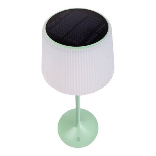 Solar battery lamp "Emmi" 38 cm high, umbrella Ø 13 cm, metal in MINT and white plastic, for the outdoor area, dimmable CCT.