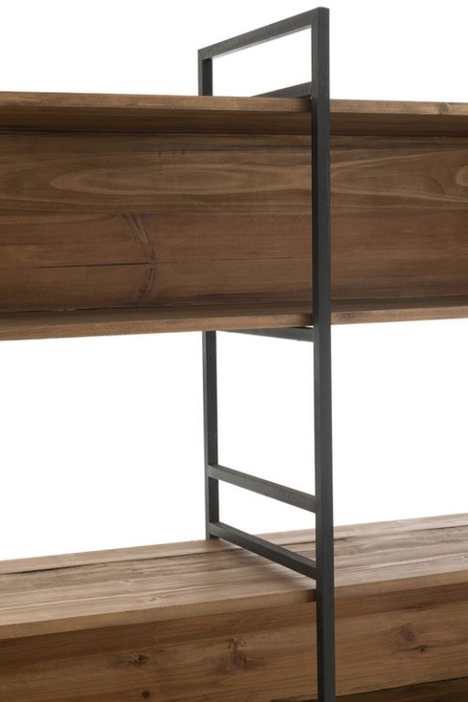 J-Line Rack Recycled Wood/Metal Black/Natural Large