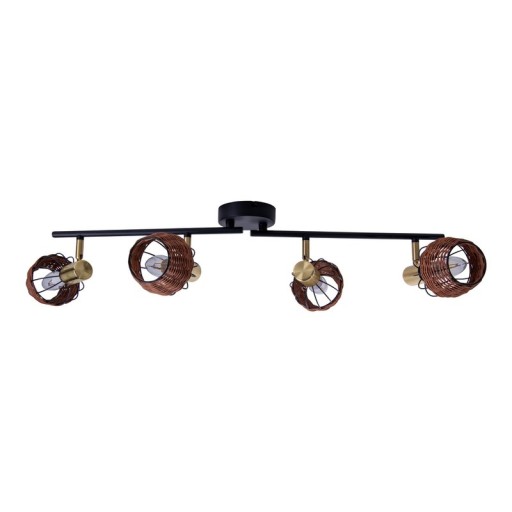4 ceiling lamp "Corbis", metal spot in black, and gold, with E14 socket, for dining room, living room, hallway or office, ceiling lamp inside, 78 cm long