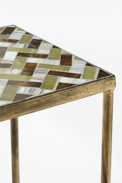 Alanza side table outside - set of 3 - L28 x B28 x H67 cm - Metal - Green