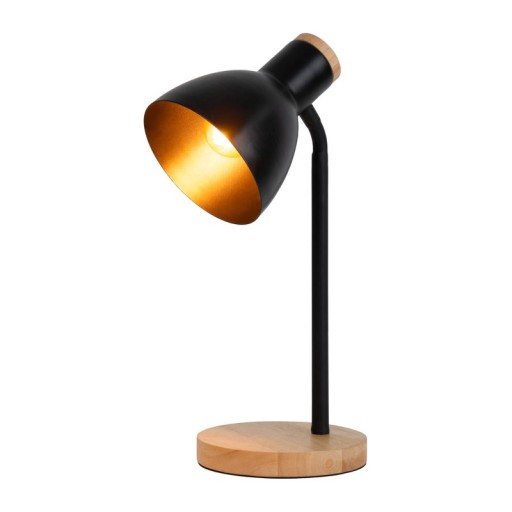 "Marie" desk lamp made of metal and wood, E14, black, 36.5 cm high