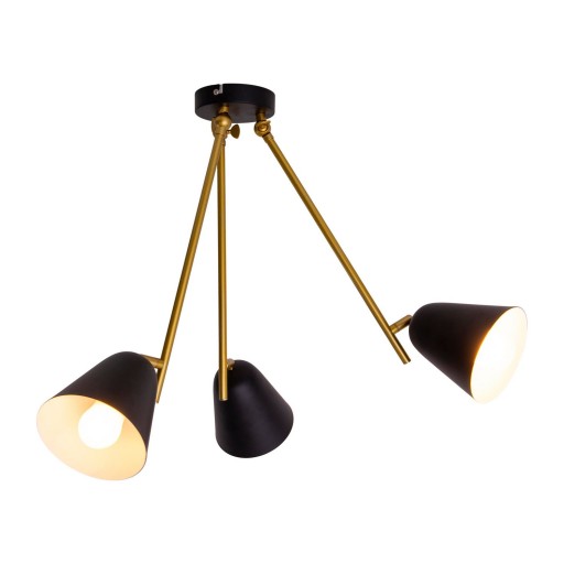 3-zits plafondlicht "Triton" gemaakt van black metal met E27-versie, verlichting voor woonkamer, eettafel of kantoor