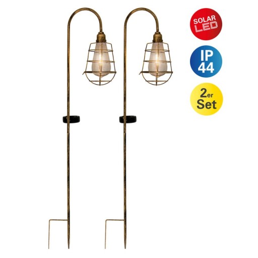 2 Set LED decorative-solar earth spit "Gitti" H: 76.5 cm, for outside, ground skewers made of metal and plastic, in old meal, with integrated LED