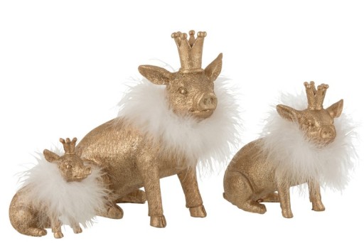 J-Line Pig Crown Poly Gold Large