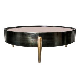 Mirror Alu Oxidised Black Coffee Table Round