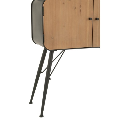 J-Line rek Wood And Metal Shelves - dennenhout - zwart/lichtbeige