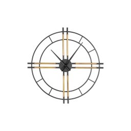 Joan Black Clock With Gold Tubes Round