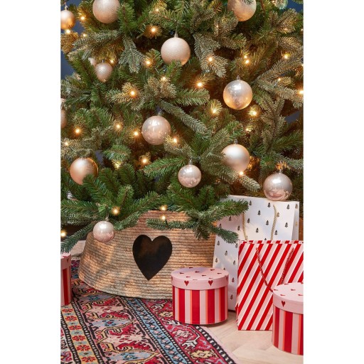 Kerstboomrok met Hart - L50 x B50 x H26 cm - Maïsblad - Crème, Zwart