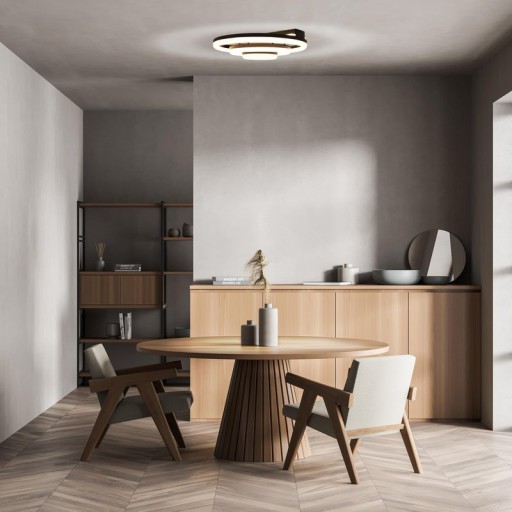 LED CCT ceiling light "Circulo" made of black metal and sand-colored plastic Ø 60 cm