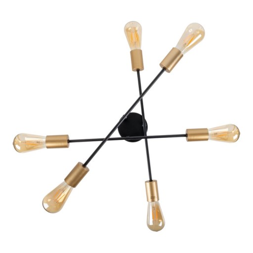 Ceiling light "Modo" 6-flame made of metal in black, versions gold, E27 socket, ceiling lamp for living room, dining room, kitchen, hallway, hallway or office with a Øvon 54.5 cm