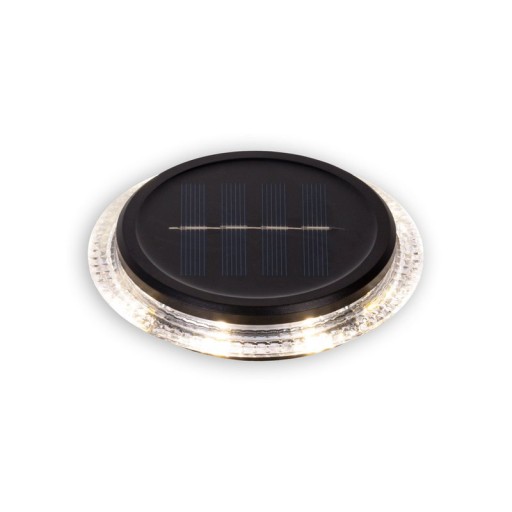 6 Set Solar-Boden-Sprießleucht Ø approx. 11.2 cm, black plastic, twilight sensor, for entrance, terrace and paths