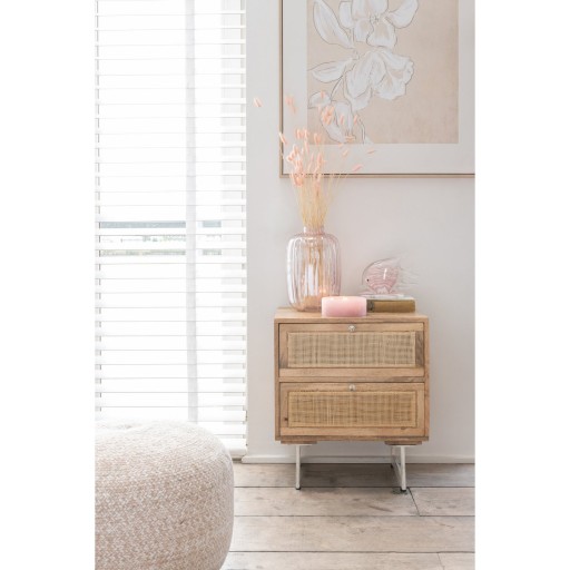 J-Line Nachtkast Rattan Mangohout Naturel